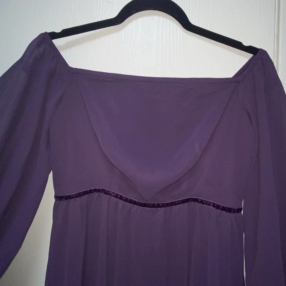 Alisastyle Purple Cottagecore‎ Maxi Dress Medium Sheer Sleeve Boho Formal Dress